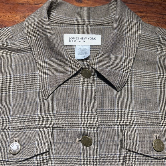 Jones New York Sport Petite Women’s Beige & Black Plaid Jacket SZ PL - Picture 4 of 10